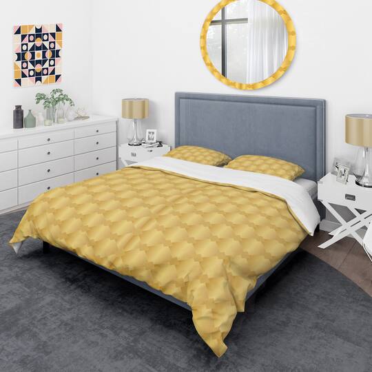 Designart 'Golden Geometric I' Mid-Century Duvet Cover Set